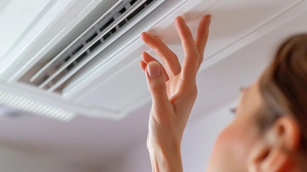 person with hand over vent checking airflow